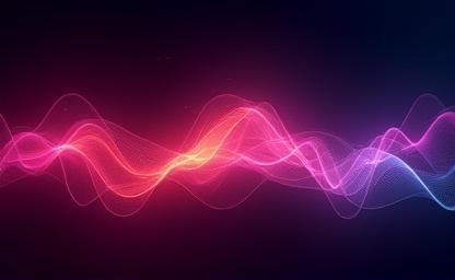 Abstract visual representation of sound waves or digital audio